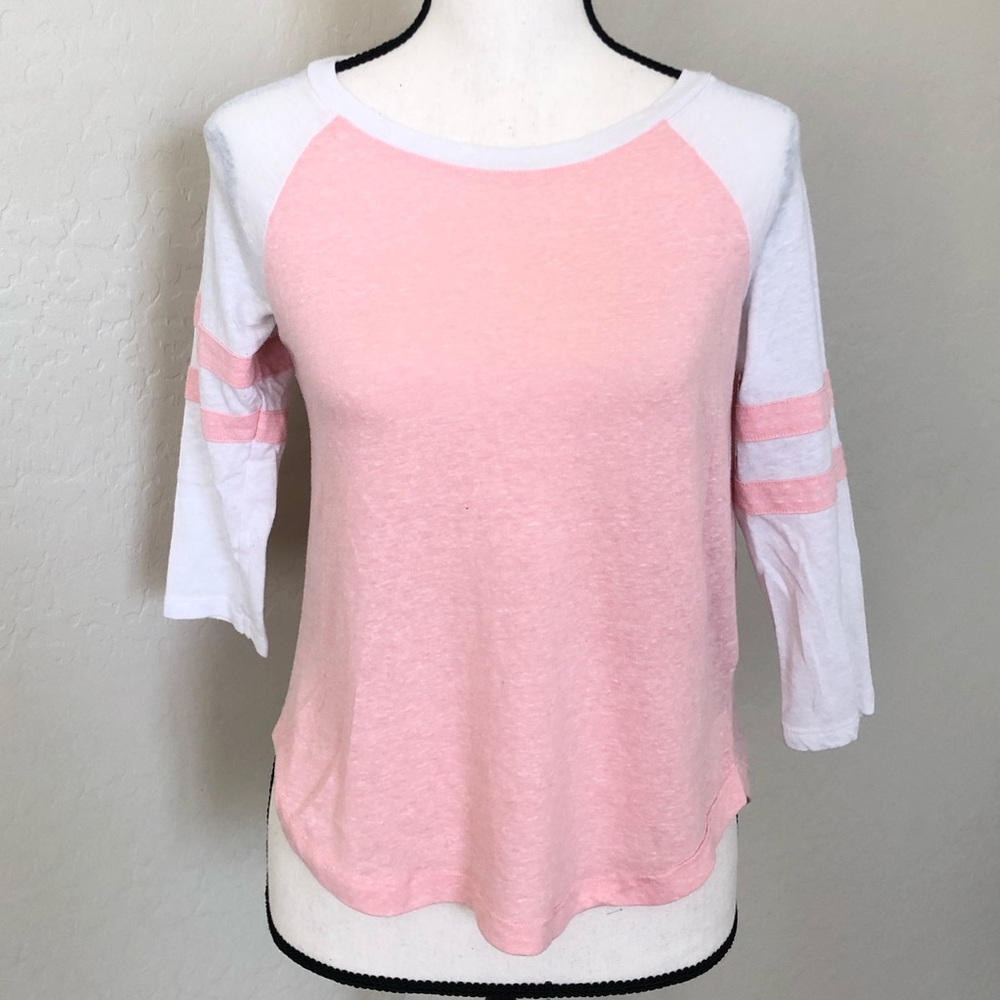 Ambiance S blush and white 3/4 sleeve T